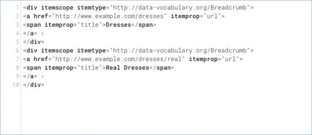 Data vocabulary breadcrumbs markup
