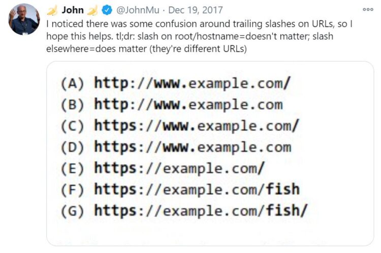 trailing slash seo examples