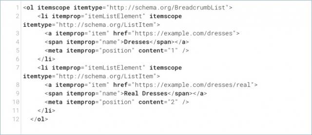 schema breadcrumbs markup