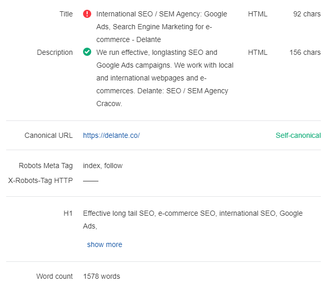 Ahrefs - Chrome Extensions for SEO - screenshot showing on-page attributes in the tool
