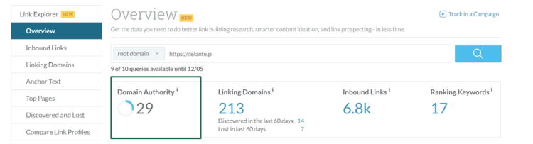 How to check domain authotiry via moz? 