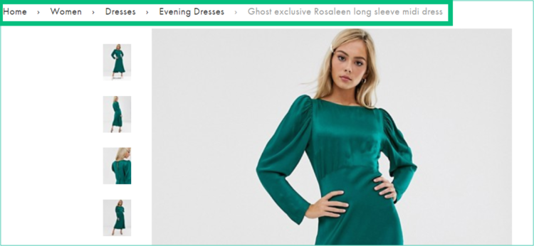 Breadcrumb navigation - product descriptions for e-commerce
