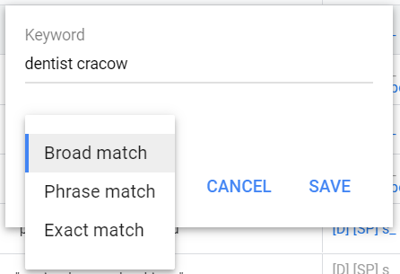 broad match modifier