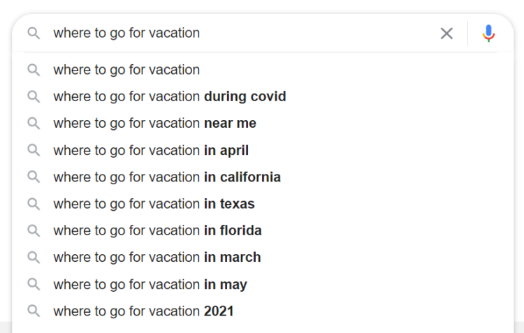 content marketing inspiration from google searches