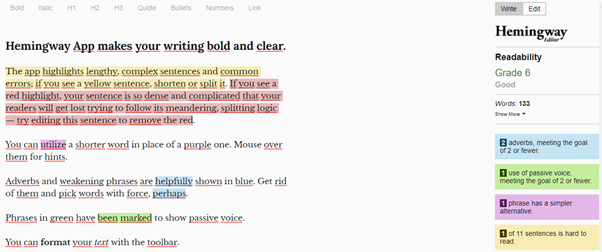 content marketing best tools hemingway app