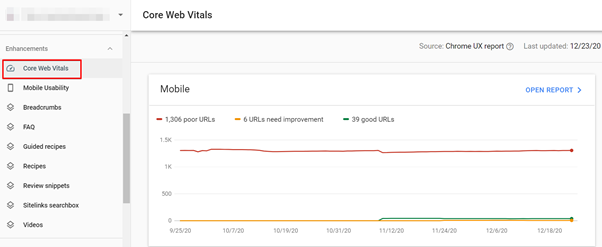 google in 2021 check core web vitals