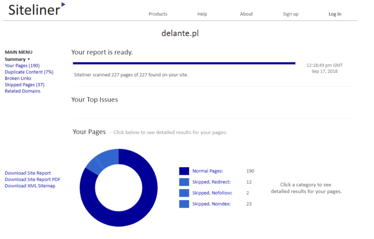 siteliner - internal duplication