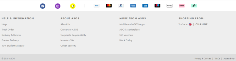 e-commerce footer 