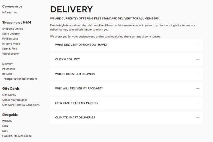 faq on the website
