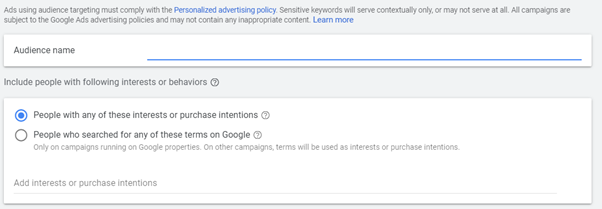 custom audience gdn ads targeting