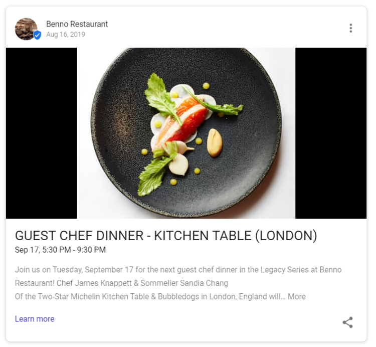 google my business post example