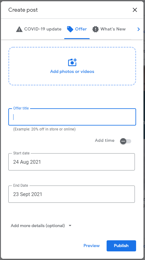 how to add post on google my business - offer posts