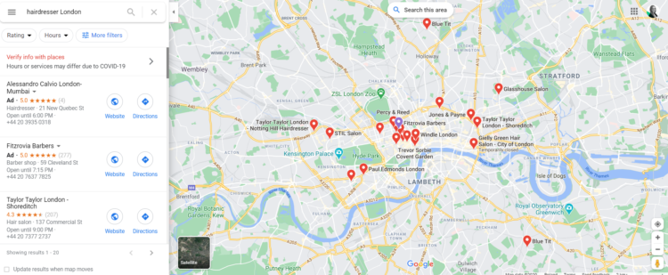 screenshot from Google My Business search result - Google Maps
