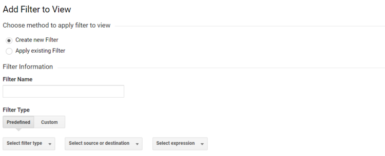 Choosing filter type - Google Analytics Guide