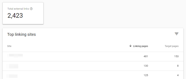 google search console functions top linking sites