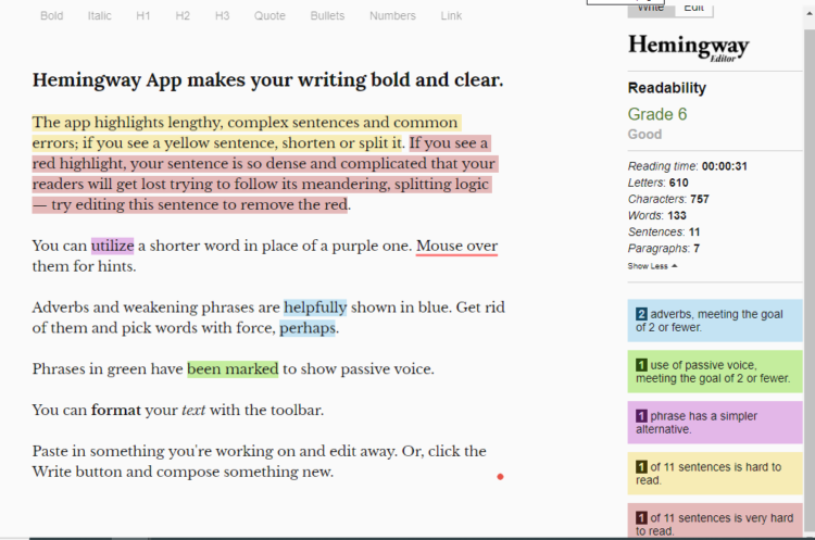 Hemmingway Editor as one of the best tools for SEO
