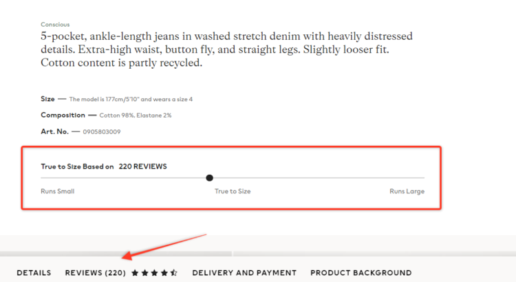 example of well implemented e-commerce product reviews on website