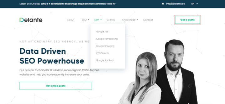 dropdown meny homepage seo