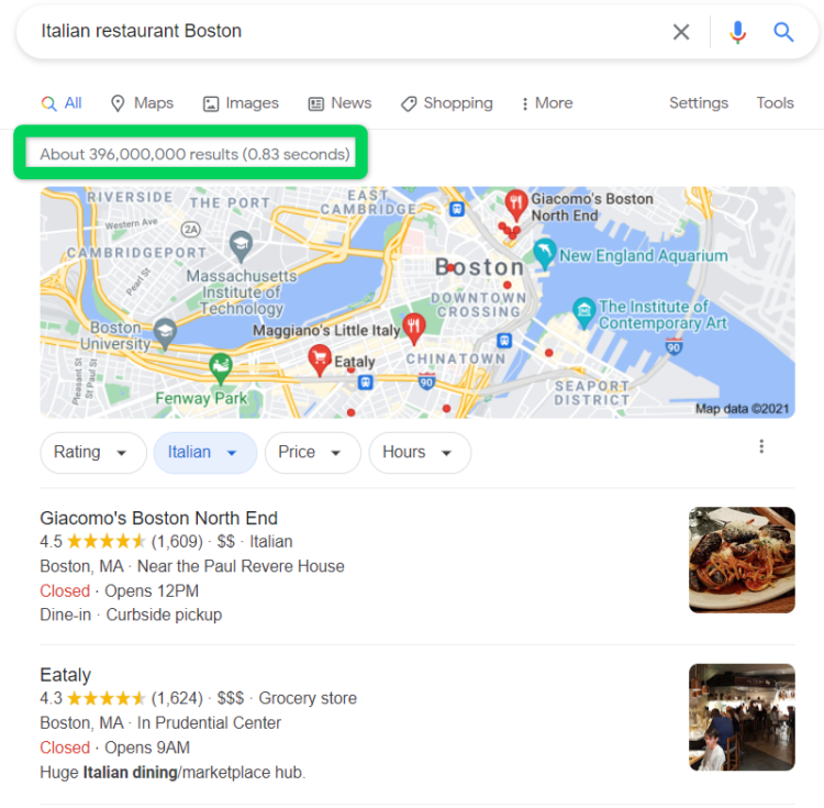 what is seo about search results example