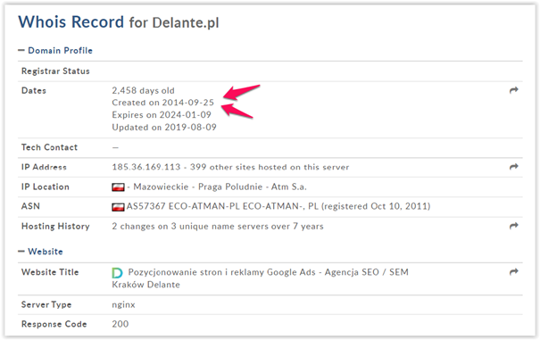 how to check domain history with whois
