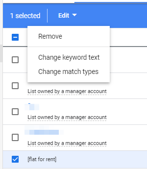 Keyword remove