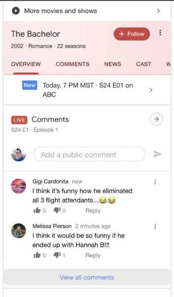 Komentowanie na żywo w Google