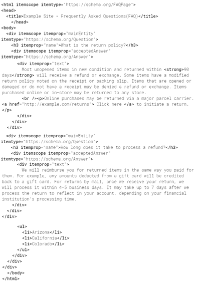 faq section implementation on website
