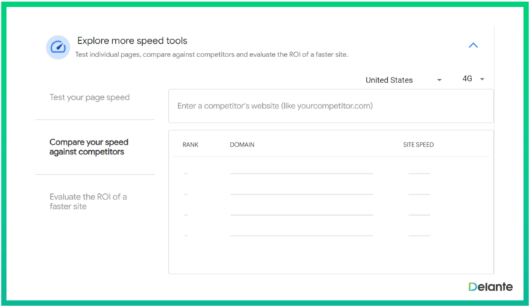 mobile page loading speed compare with competition