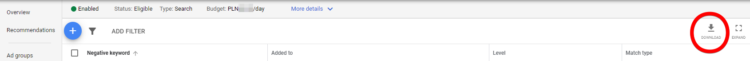 Downloading keywords