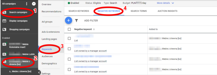 Steps Negative Keywords