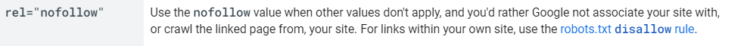 outbound links nofollow attribute