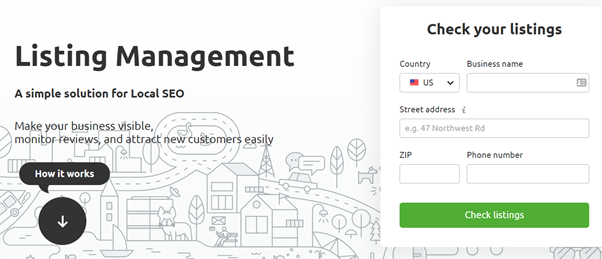 off-page SEO - screenshot of a SEMrush tool for checking your local listings