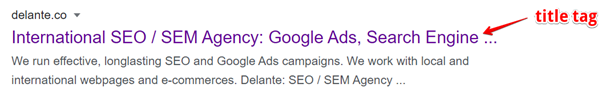 on page seo checklist title tag