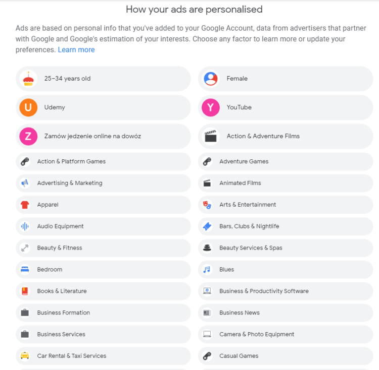 Personalised ads