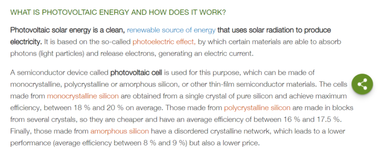 optimized content for photovoltaic industry