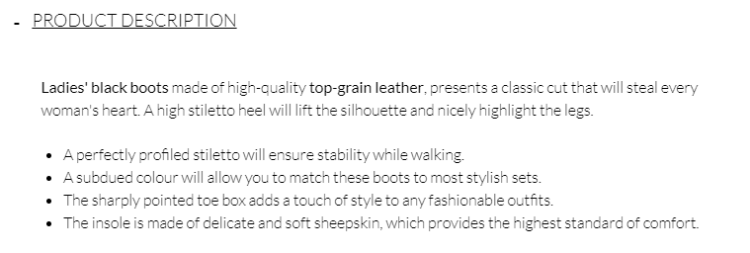 Product description - how to get repeat customer