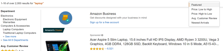 E-commerce Product Sorting - Filters