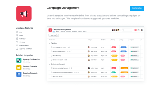 Asana managing SEO projects
