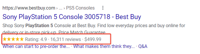 rich snippet usage in seo for e-commerces