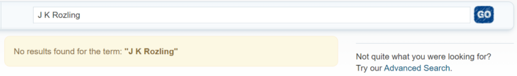 bad example of internal site search
