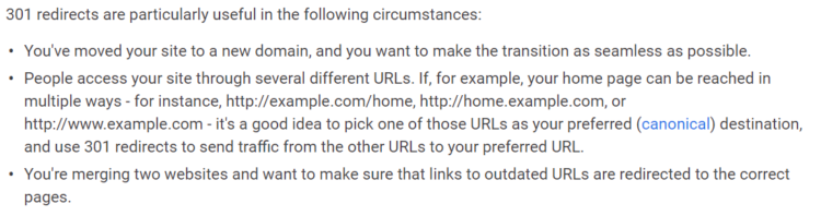 one google website - 301 redirection