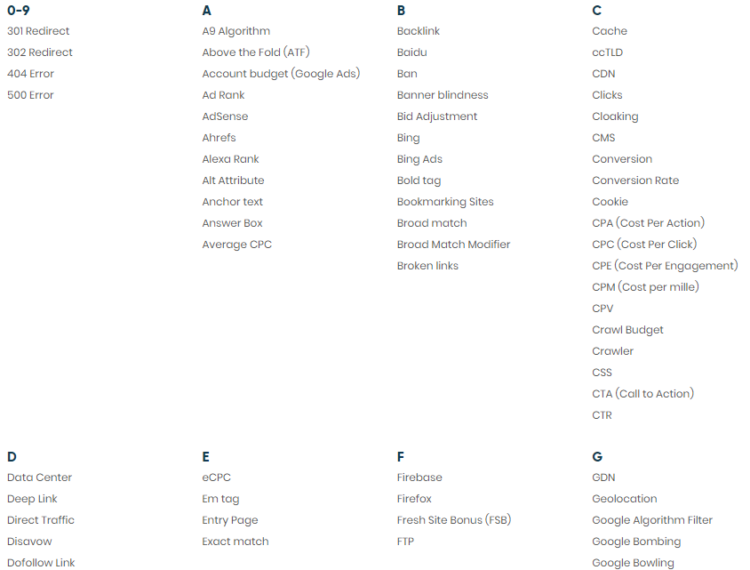 cornerstone content example glossary