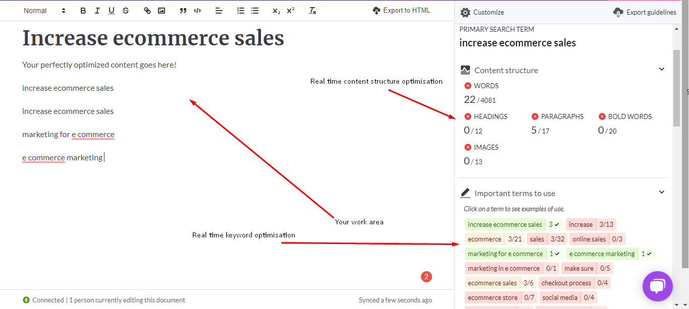a different screenshot from SEO Surfer Content Editor