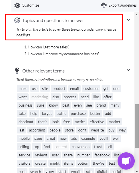 another screenshot from Surfer SEO Content Editor
