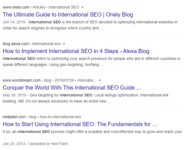 Google SERP - examples