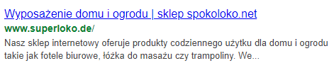 SERP - główna strona Superloko przed optymalizacją