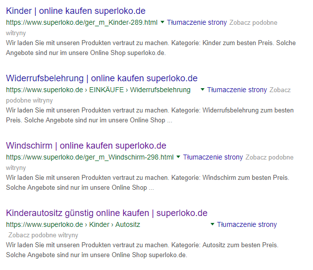 Superloko wygląd w SERPach po optymalizacji