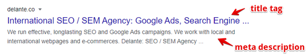 Title tag - One-page SEO optimization 