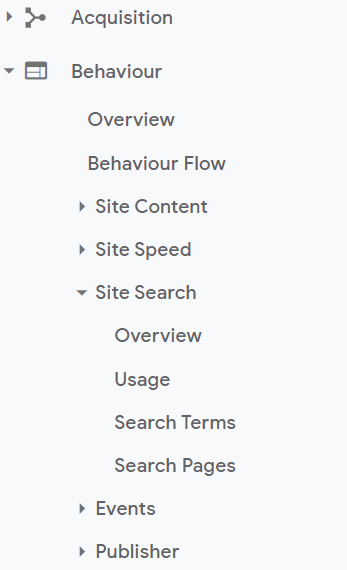 e-commerce site search in google analytics