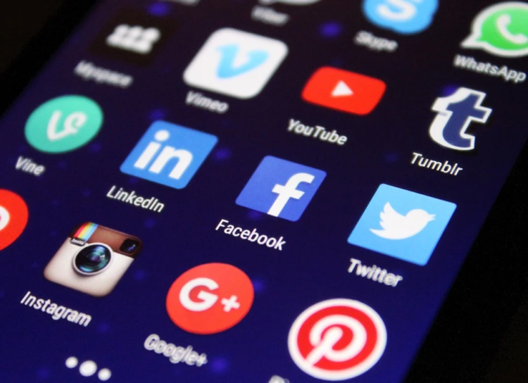 social media icons on a mobile phone screen